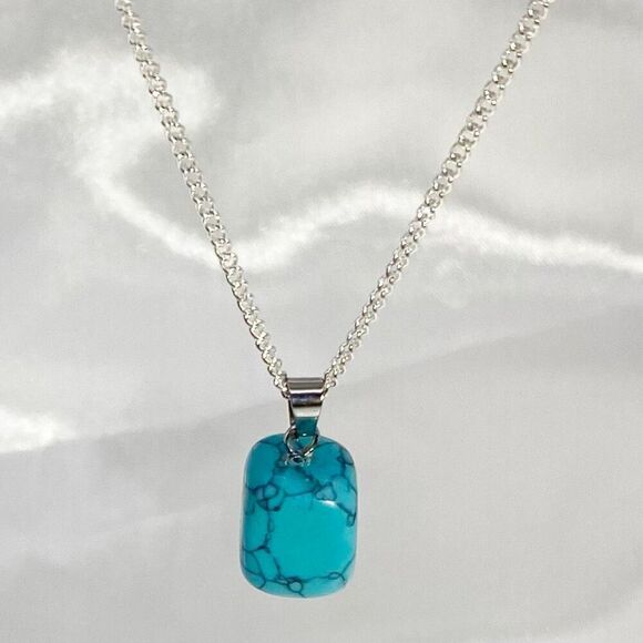 ASW Turquoise & Sterling 925 Silver Necklace - Picture 6 of 10
